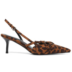 Womens Pointed Toe Slip On Slingback Kitten Heels Buckle Strap Work Pumps