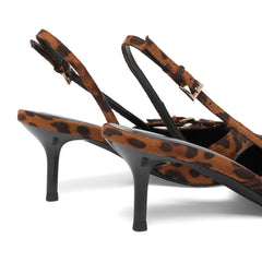 Womens Pointed Toe Slip On Slingback Kitten Heels Buckle Strap Work Pumps