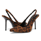 Womens Pointed Toe Slingback Stiletto Heels Stretch Strap Slip On Pumps