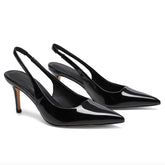 Pointed Toe Slingback Heels for Women Patent Leather Stiletto Heel Pumps