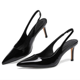 Pointed Toe Slingback Heels for Women Patent Leather Stiletto Heel Pumps