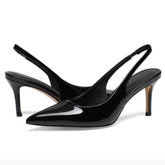 Pointed Toe Slingback Heels for Women Patent Leather Stiletto Heel Pumps