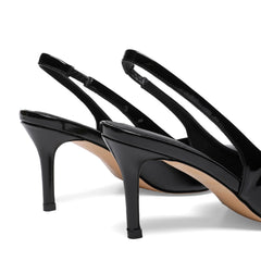 Pointed Toe Slingback Heels for Women Patent Leather Stiletto Heel Pumps