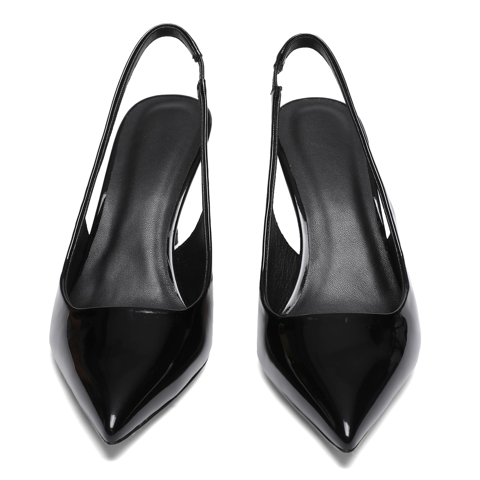 Pointed Toe Slingback Heels for Women Patent Leather Stiletto Heel Pumps